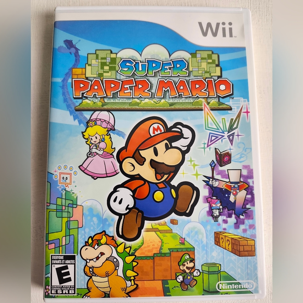 NINTENDO Wii SUPER PAPER MARIO Game In Case w Manual T/W Very Clean Disc